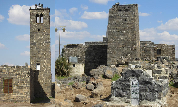 (left) Minaret of Fatima Mosque; (right) Mabrak Mosque