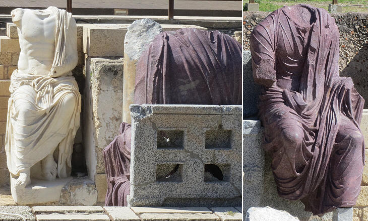 white marble and porphyry statues