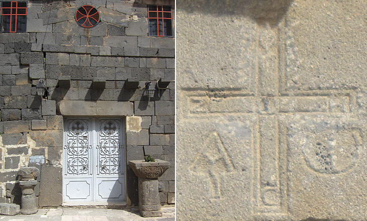 a cross between the Greek letters