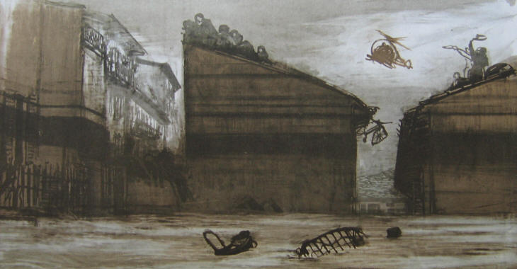 Florence, November 4, 1966, Litography by Luciano Guarnieri