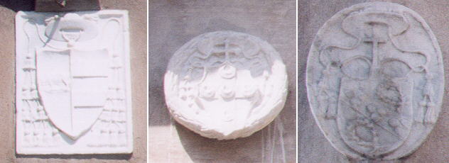 Coats of arms of Cardinals Borgia (Alexander VI), Piccolomini (Pius III), 
Ciocchi del Monte (Pope Julius III)