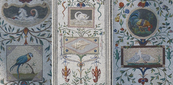 Details of the mosaics embellishing the fountain
