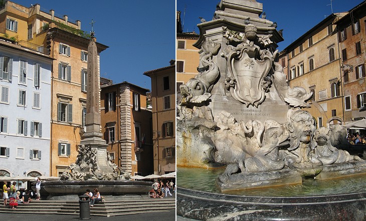 Views of the fountain and of the obelisk