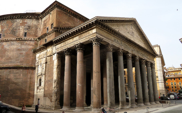 Left side of the portico