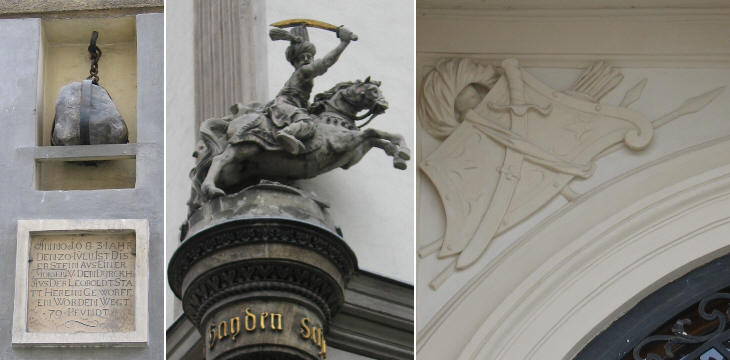 A stone thrown by the Turks; a Turkish horseman; detail of the decoration of the Belvedere