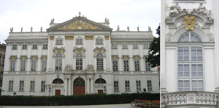 Trautson Palace - main fa�ade and detail of the main window