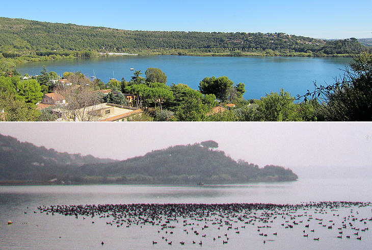 The circular bay to the east of Trevignano on a sunny and on a misty day
