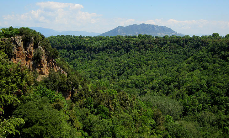 View of the ravine and of Monte Soratte from Castel Sant'Elia