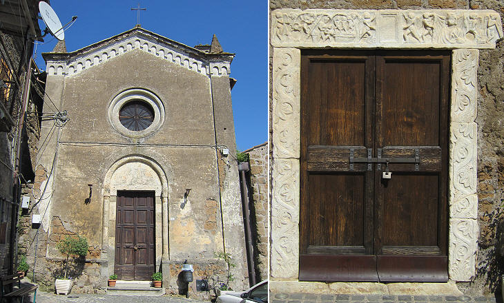 Medieval Nepi: (left) Madonna delle Grazie; (right) portal of S. Biagio