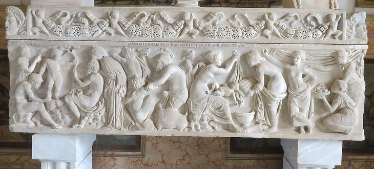 Medieval Nepi: (left) Madonna delle Grazie; (right) portal of S. Biagio