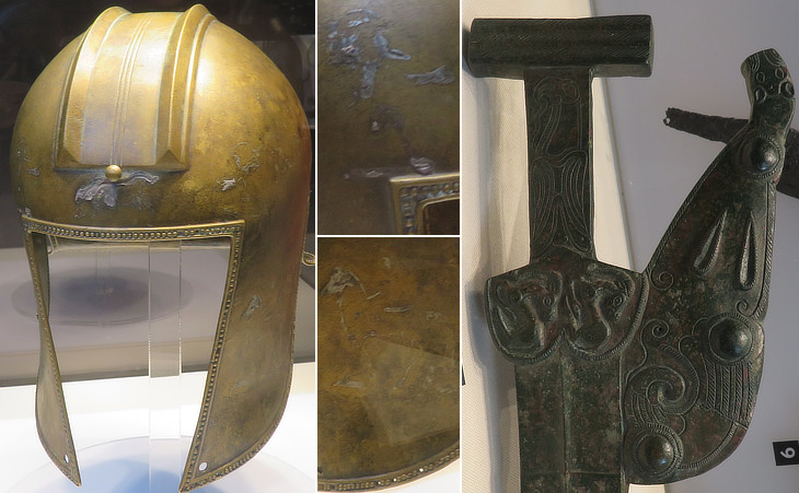 Helmet and sword handle