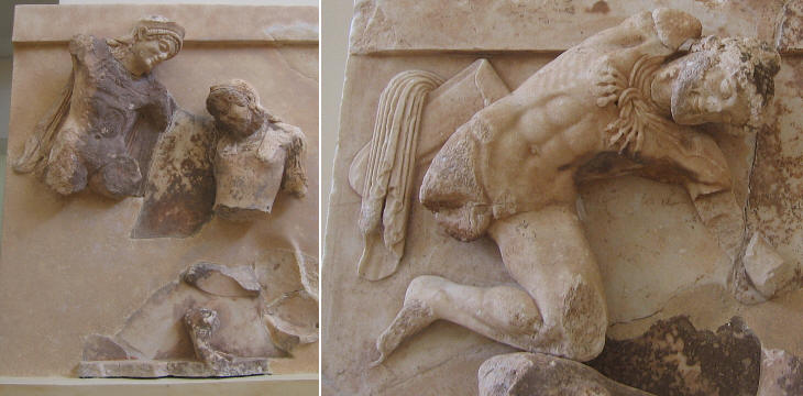 Treasure of Athens: (left) Theseus; (right) Heracles