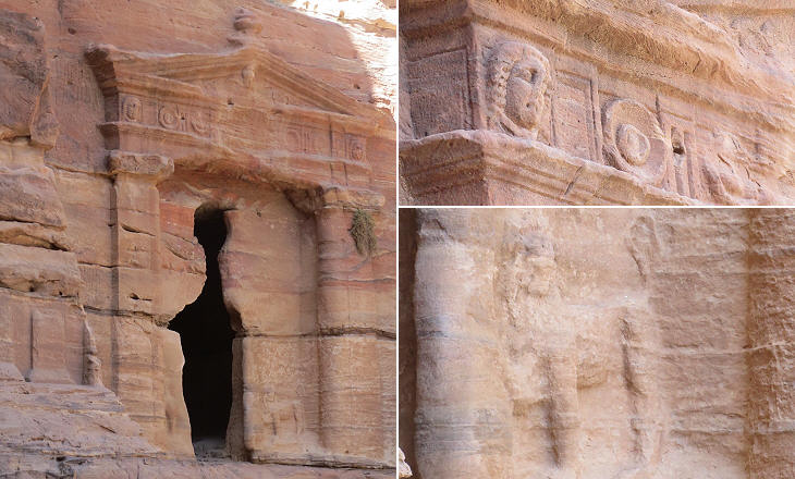 Tomb of the Lions and details of its façade