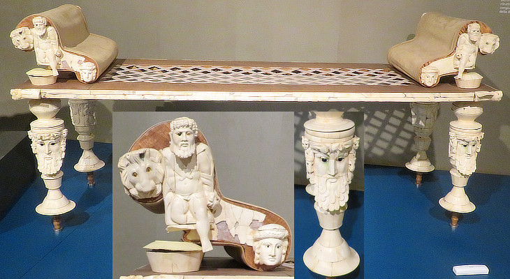 funerary bed with bone decorations