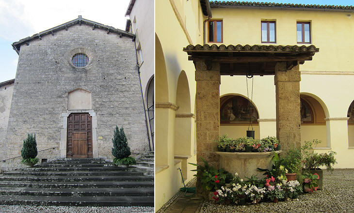 S. Francesco: (left) façade; (right) well in the cloister